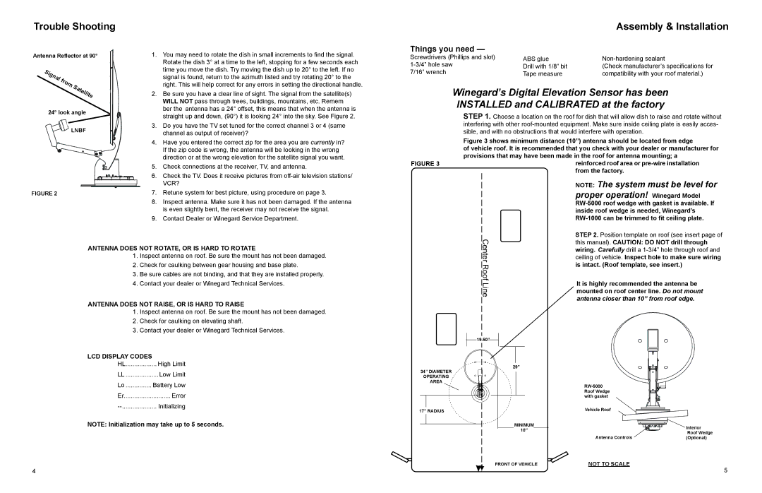 Winegard RM-EX02 manual Trouble Shooting Assembly & Installation, Antenna does not ROTATE, or is Hard to Rotate 