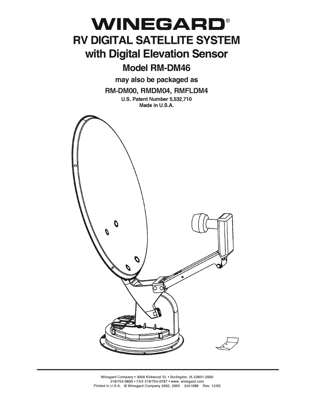 Winegard RMFLDM4, RMDM04, RM-DM00, RM-DM46 manual RV Digital Satellite System 