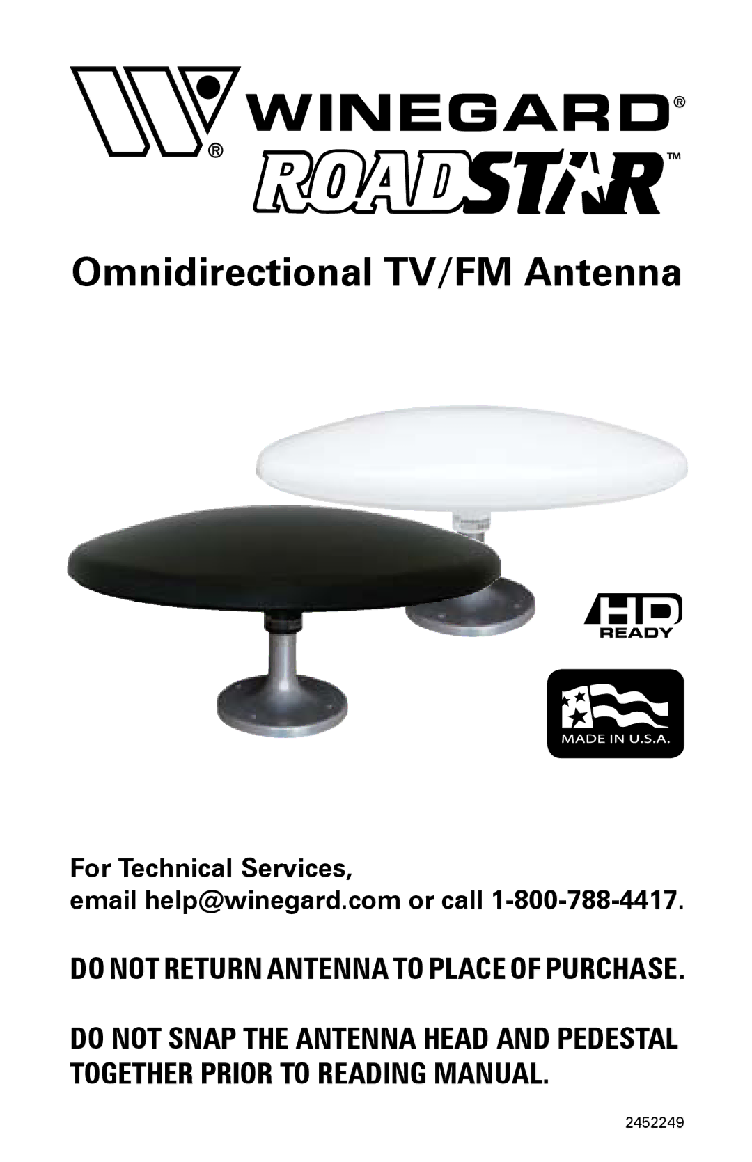 Winegard RP-RS35, RP-RS30, RS-3035, MODELS RS-3000 manual Omnidirectional TV/FM Antenna, For Technical Services 