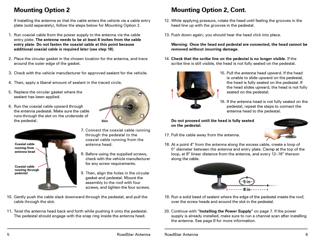 Winegard RP-RS30, RP-RS35, RS-3035, MODELS RS-3000 manual Mounting Option 2 