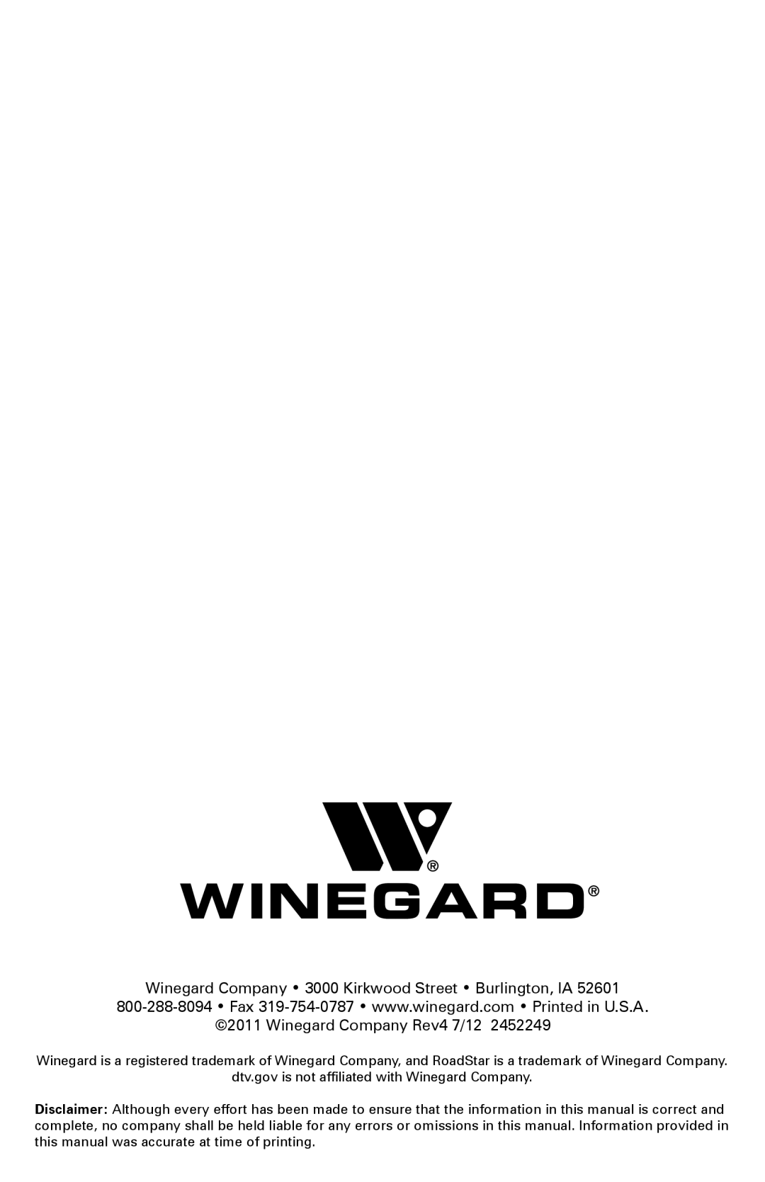 Winegard MODELS RS-3000, RP-RS30, RP-RS35, RS-3035 manual 