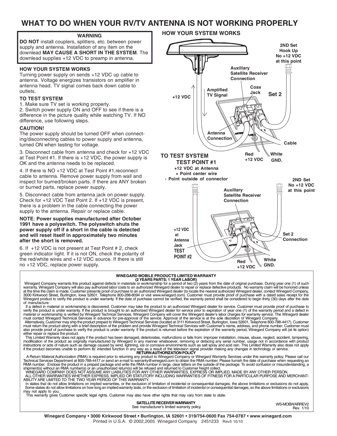 Winegard RS-1500 manual What to do When Your RV/TV Antenna is not Working Properly, HOW Your System Works, To Test System 