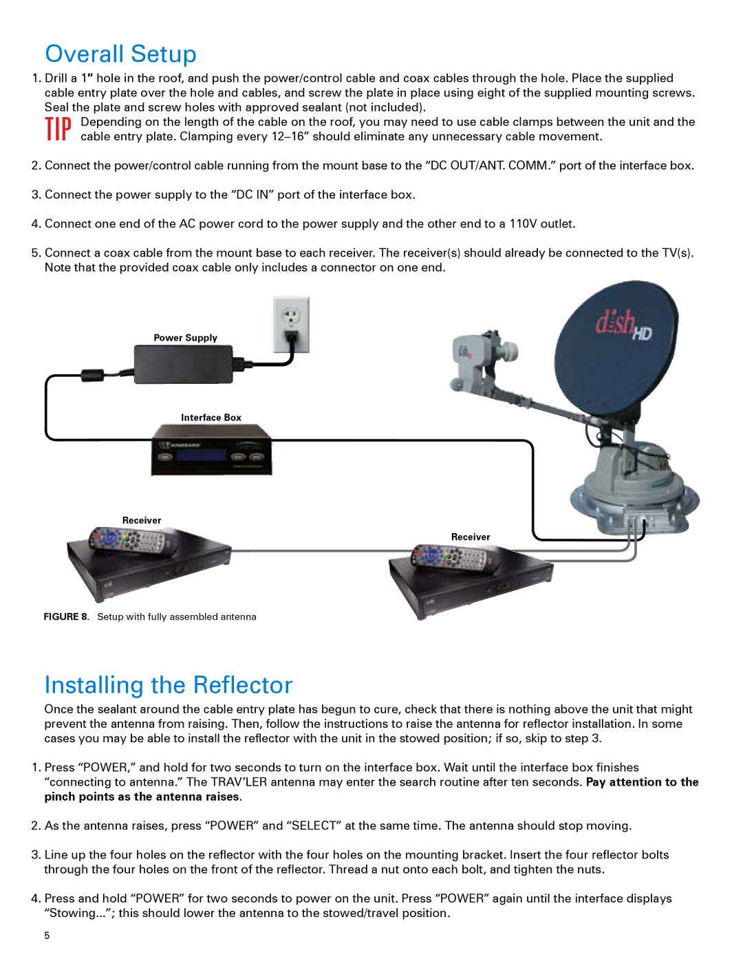 Winegard SK-1000 installation manual Overall Setup, Installing the Reflector 