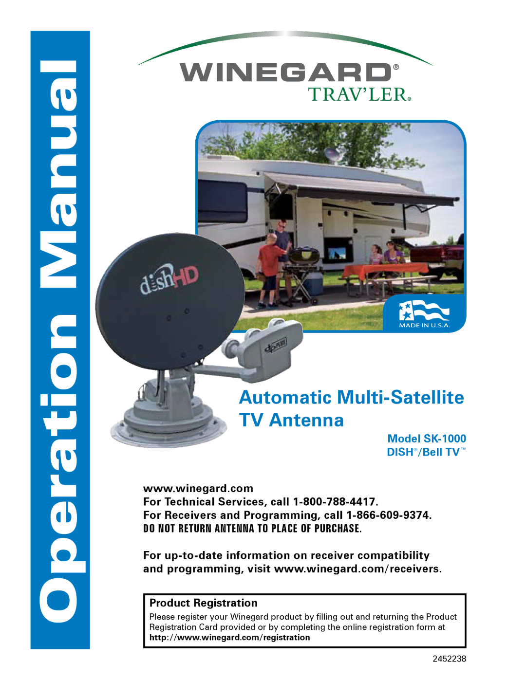 Winegard SK-1000 operation manual Automatic Multi-Satellite TV Antenna 