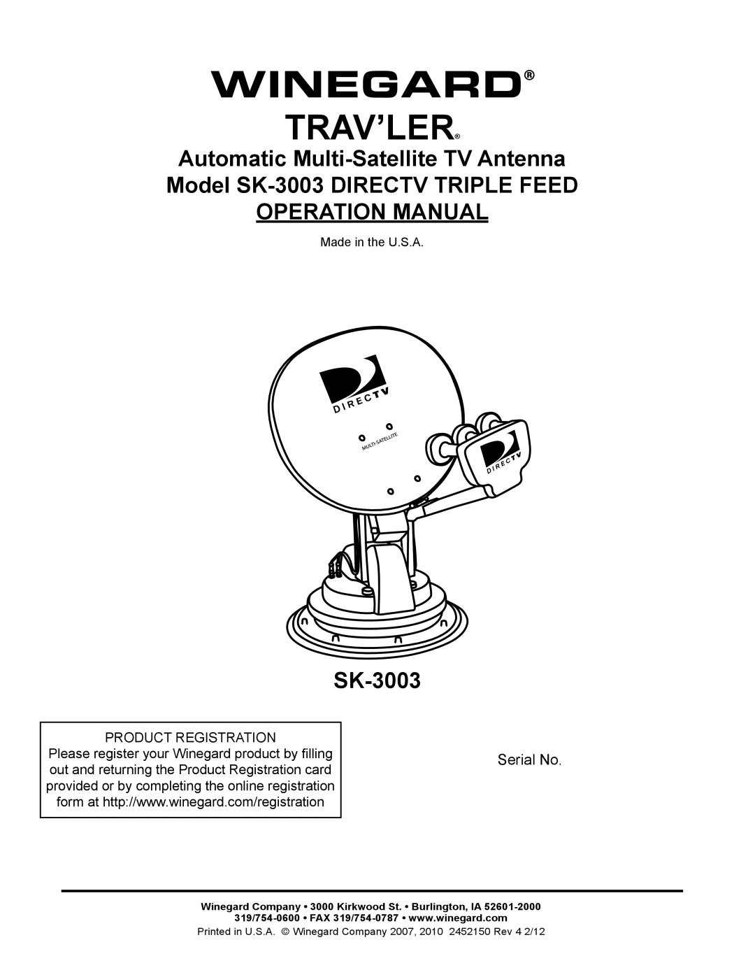 Winegard SK-3003 operation manual Winegard 