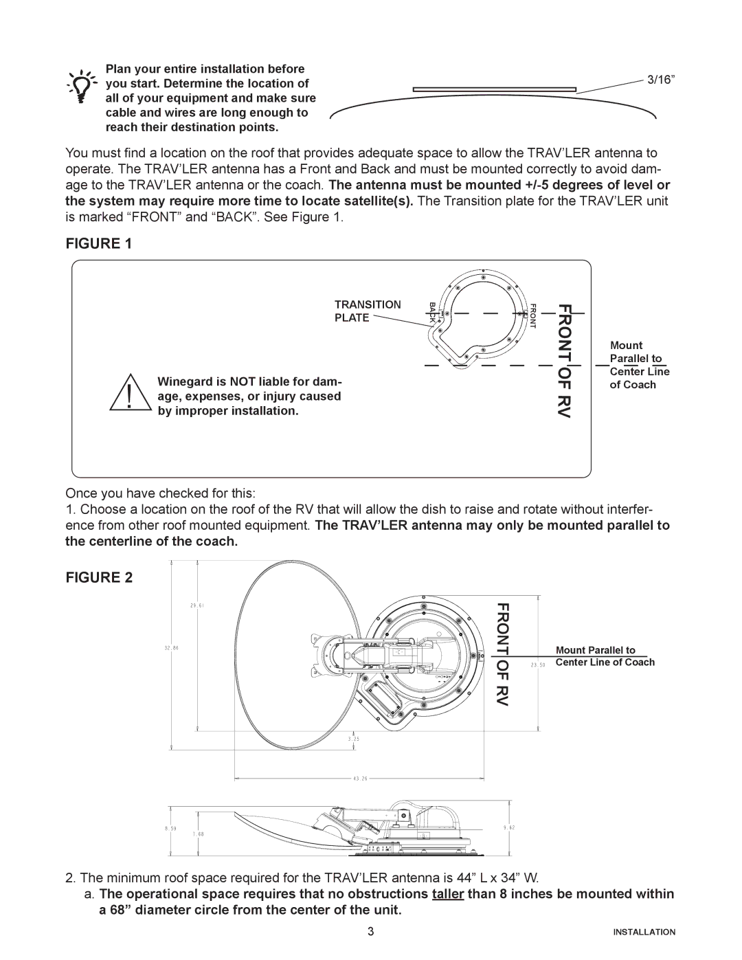 Winegard SK-3005 installation manual Transition Plate 