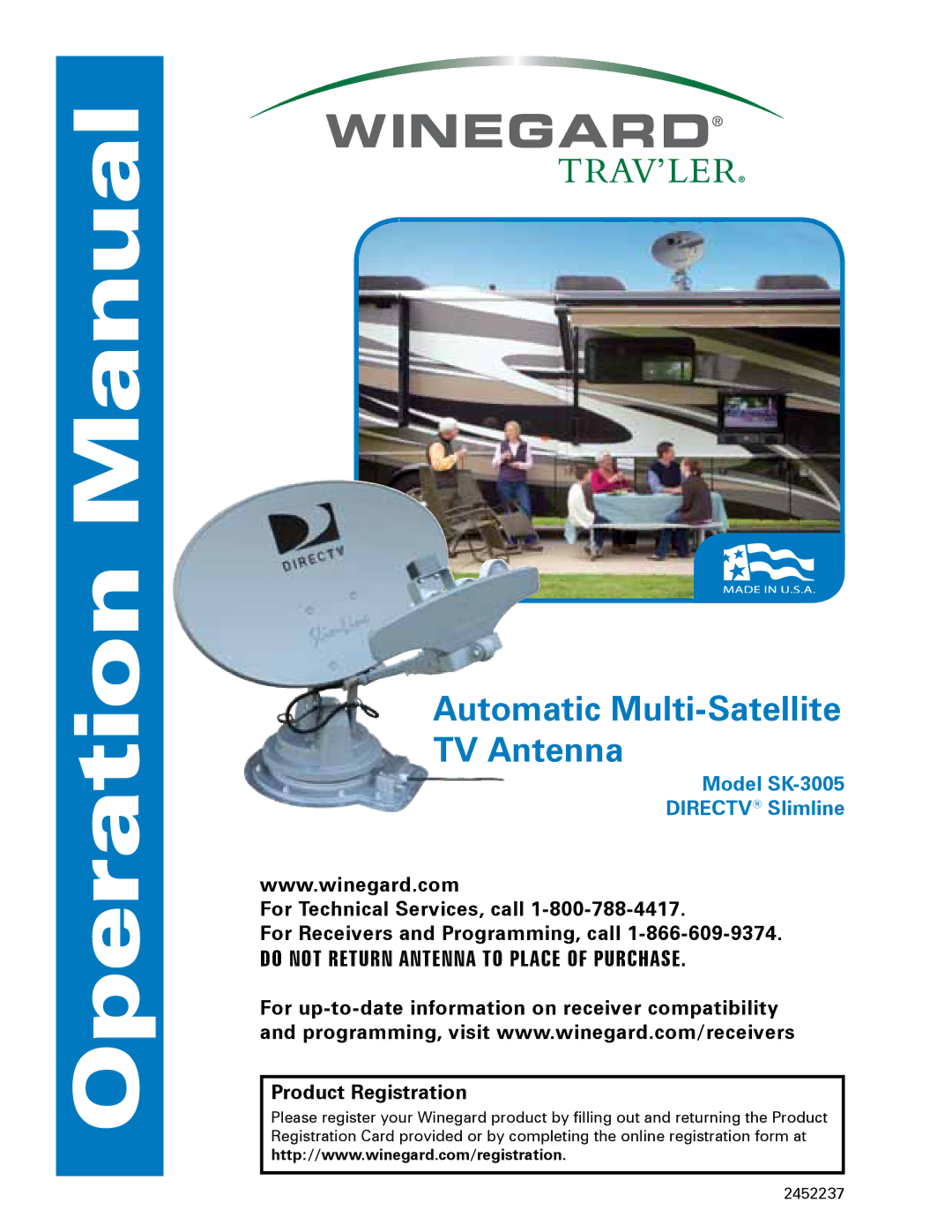 Winegard SK-3005 installation manual Automatic Multi-Satellite TV Antenna 