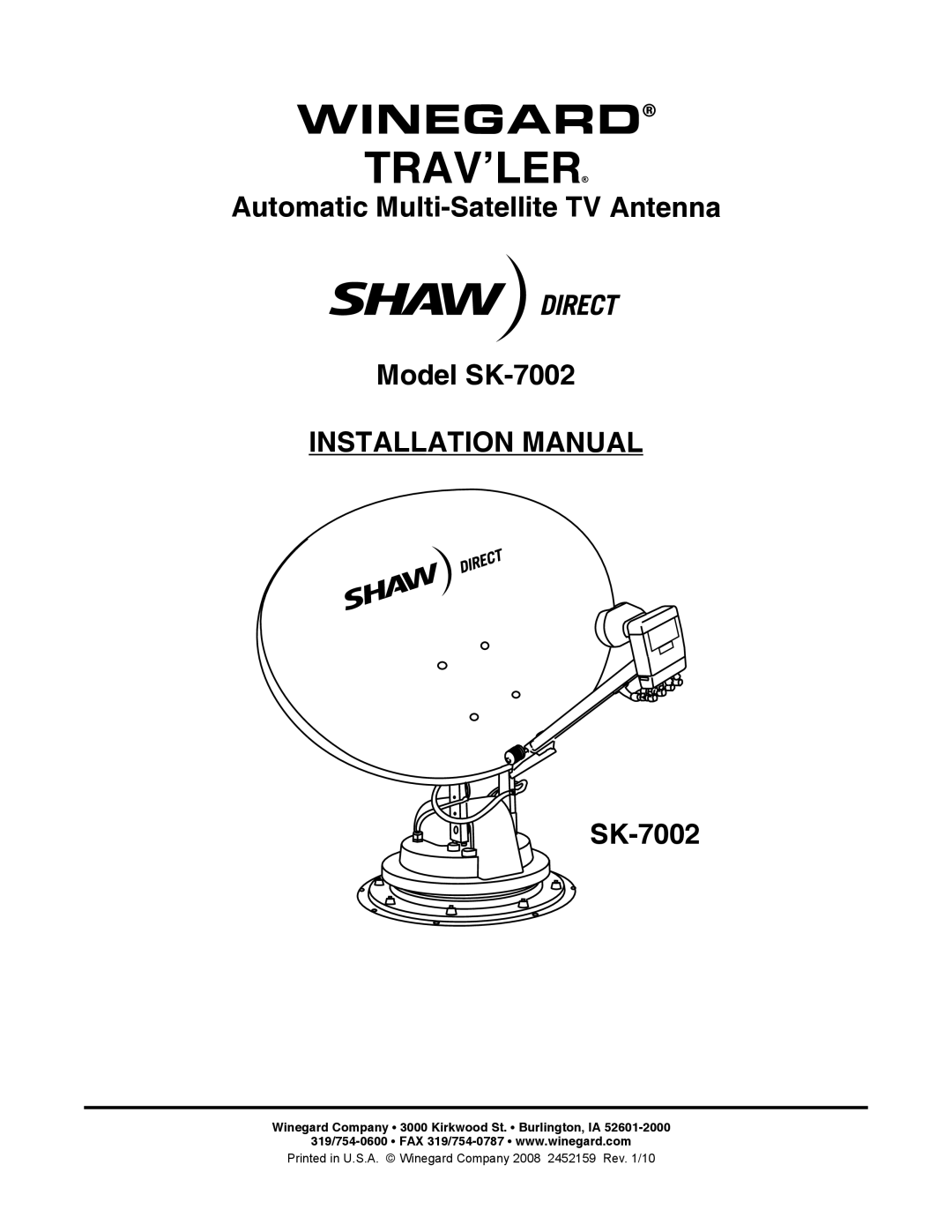 Winegard SK-7002 installation manual Winegard TRAV’LER 