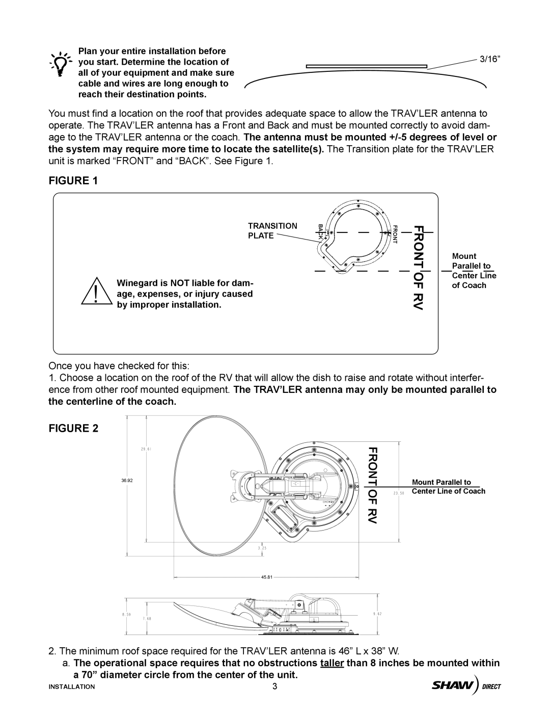 Winegard SK-7002 installation manual Transition Plate 