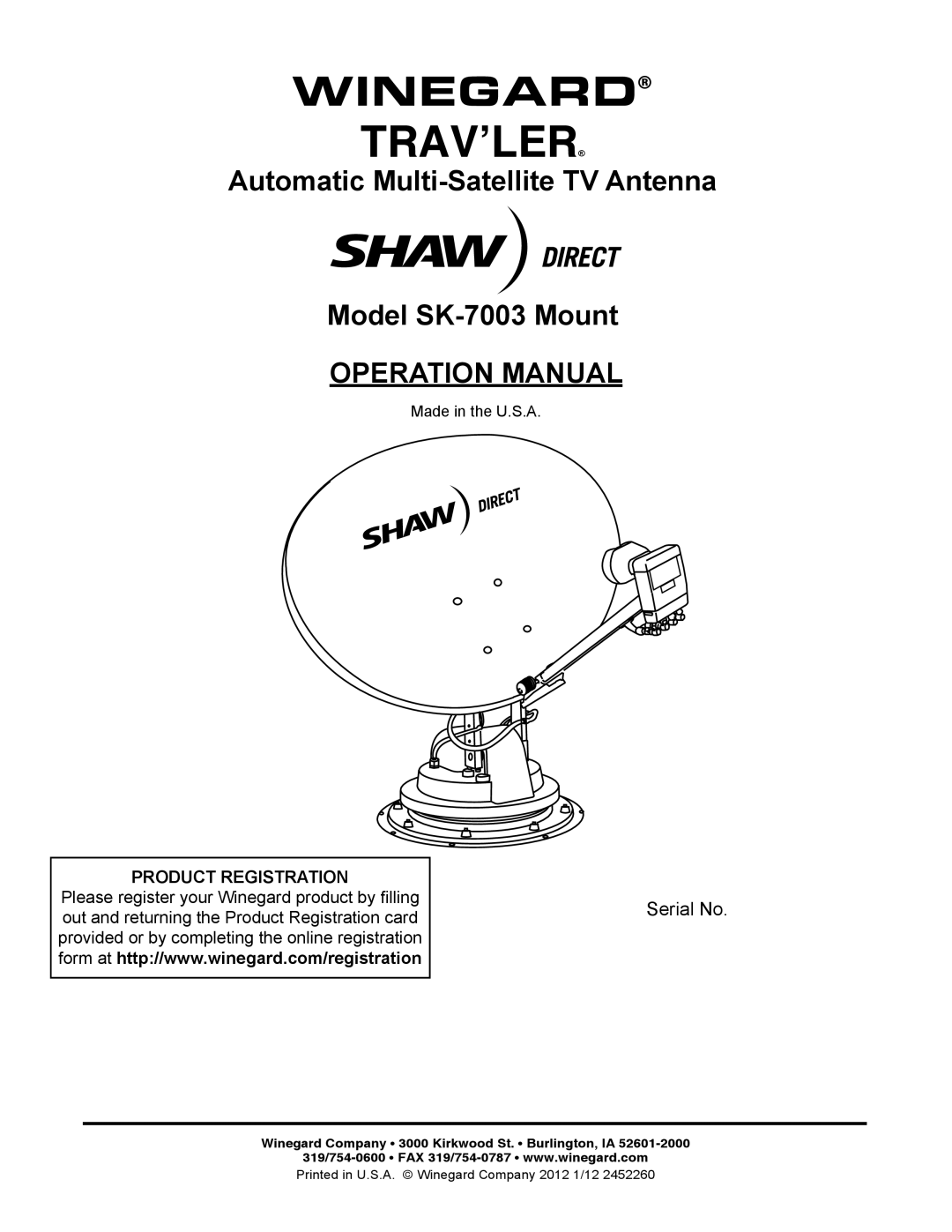 Winegard SK-7003 operation manual Winegard TRAV’LER 