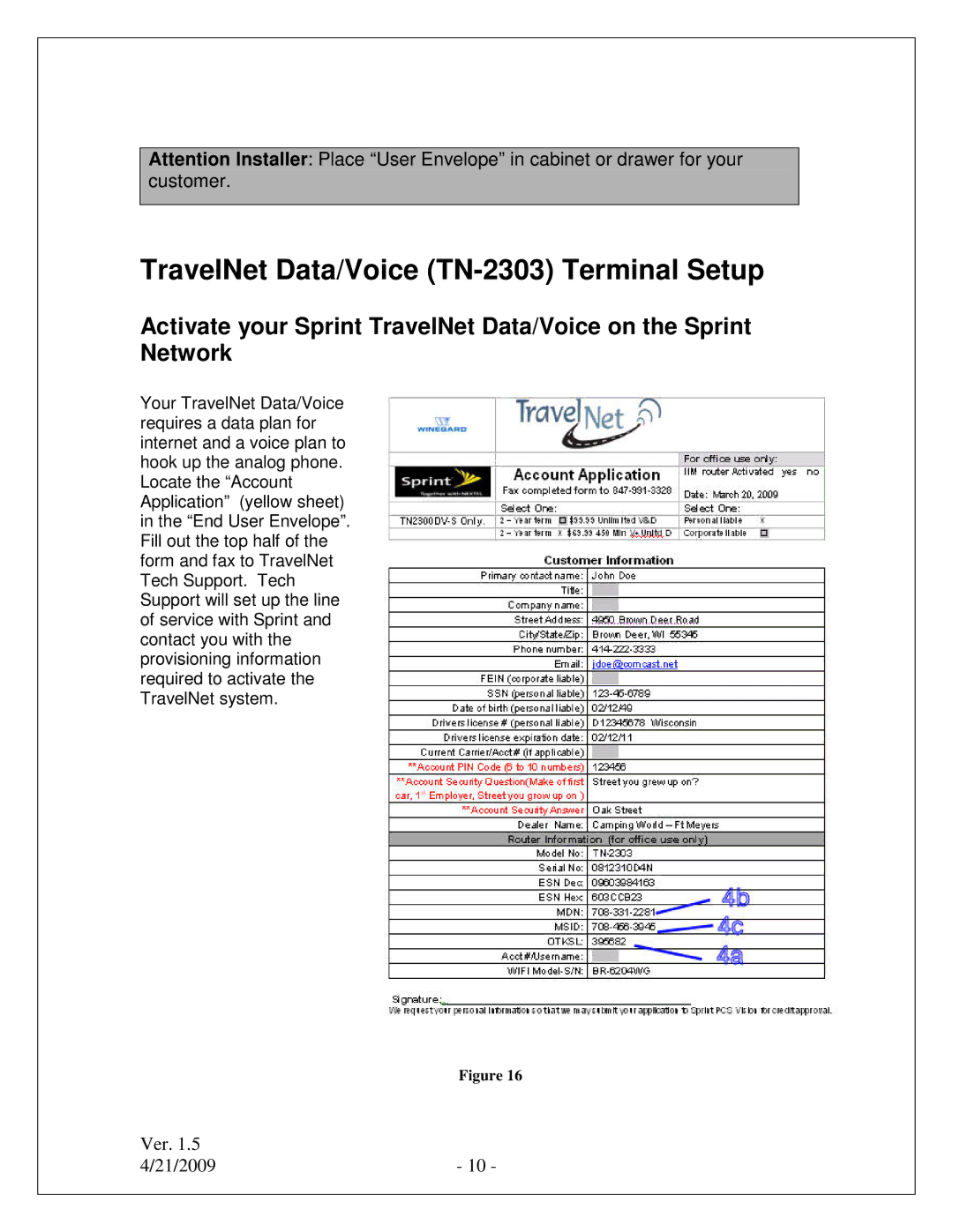 Winegard TN-2305, TN-2301 quick start TravelNet Data/Voice TN-2303 Terminal Setup 