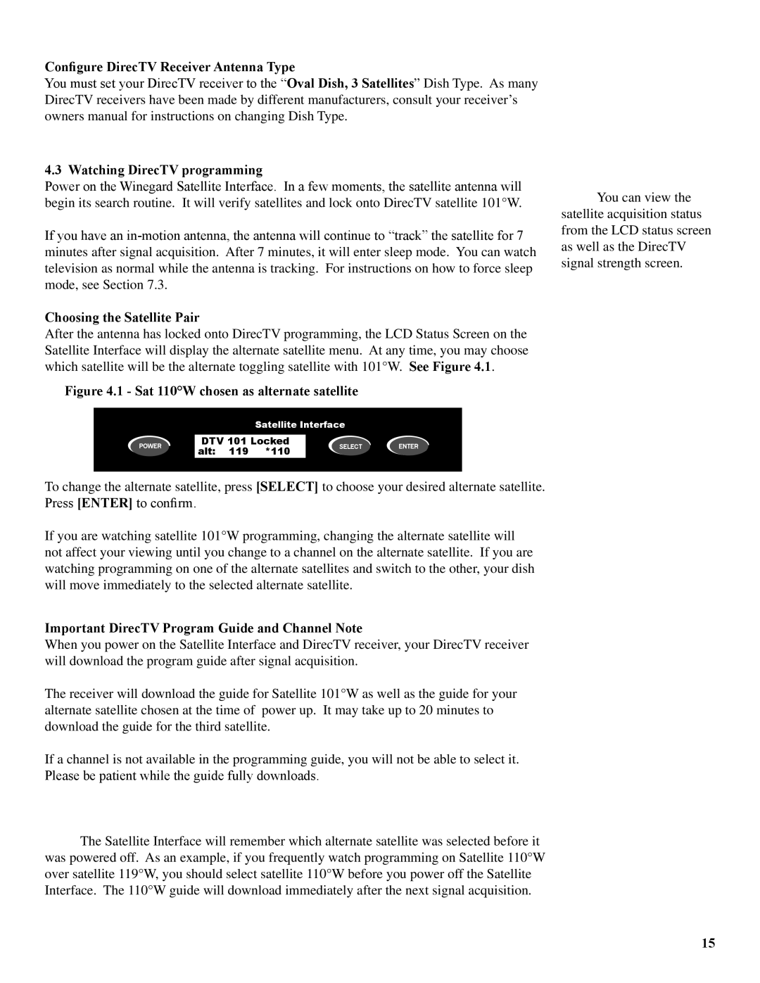 Winegard WB-2700, WB-2000 operation manual Choosing the Satellite Pair, Important DirecTV Program Guide and Channel Note 