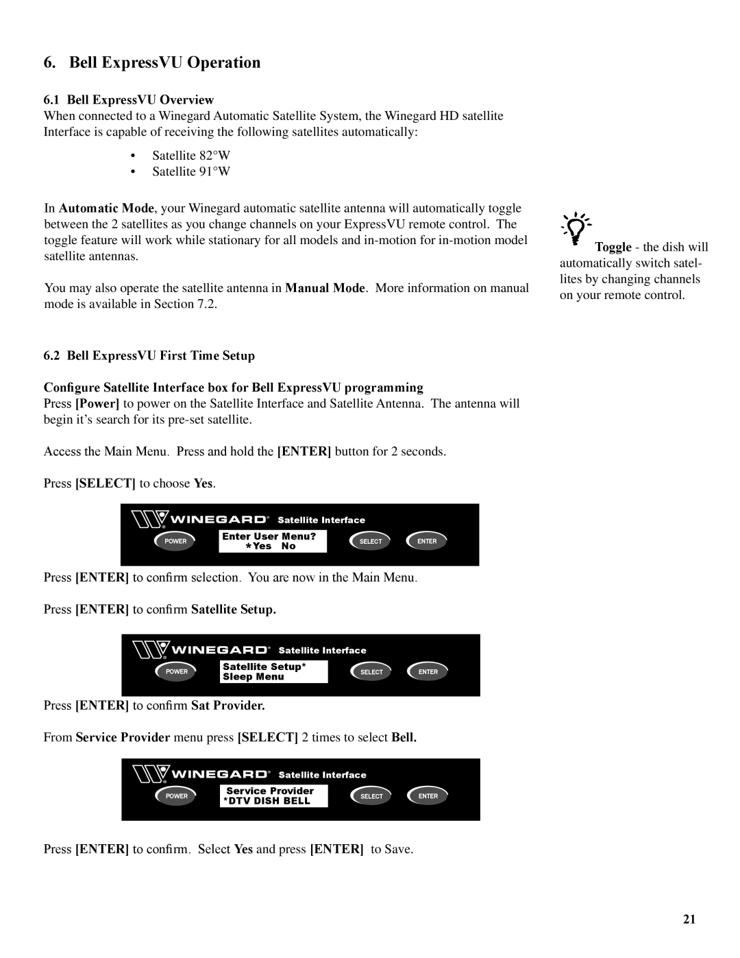 Winegard WB-2700, WB-2000 operation manual Bell ExpressVU Operation, Bell ExpressVU Overview 