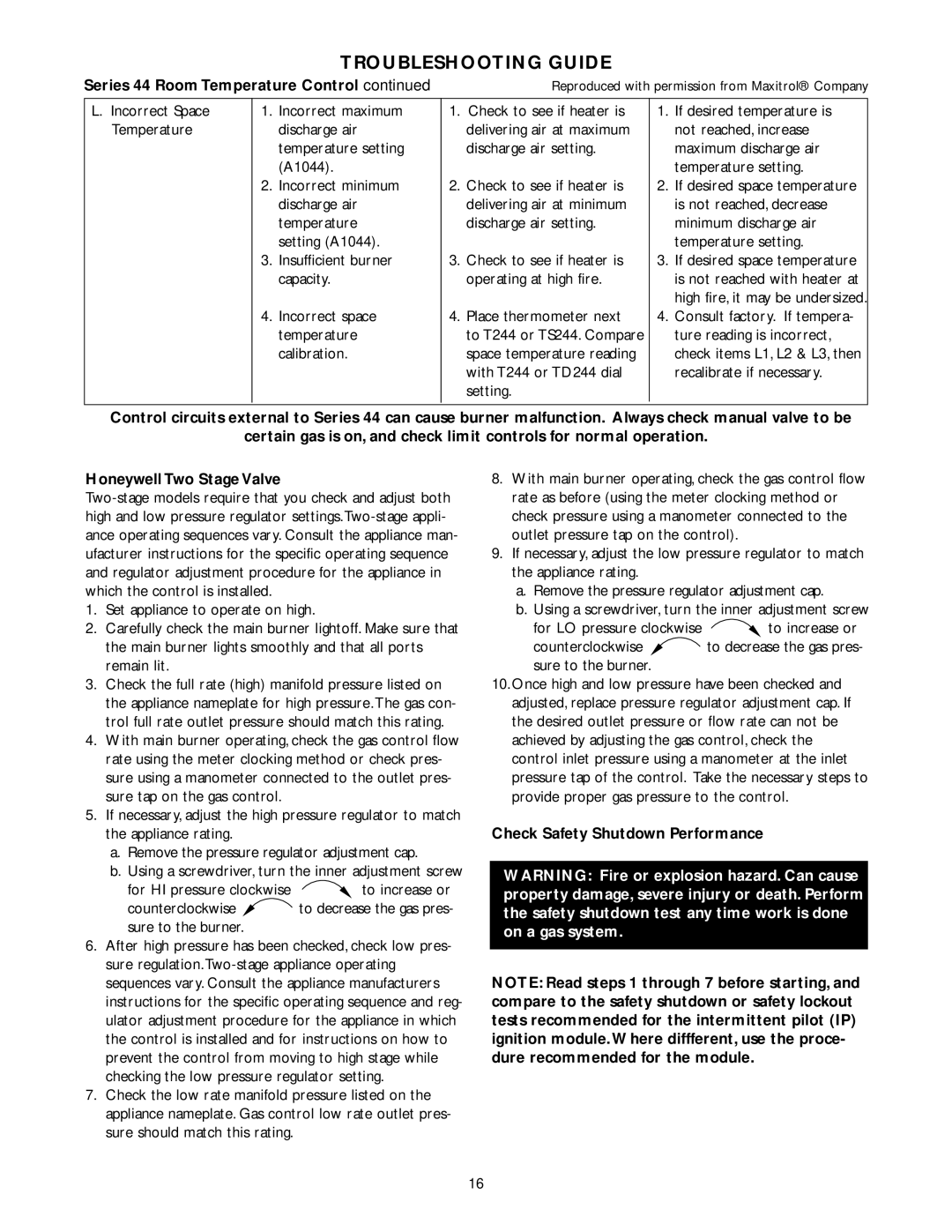 Wing Enterprises IOMWDF-1 specifications Check Safety Shutdown Performance 