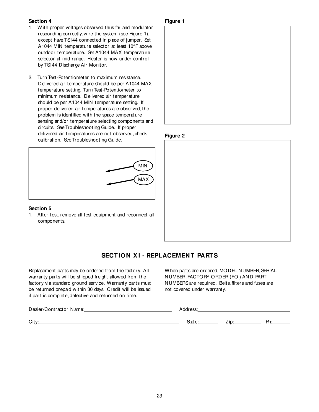 Wing Enterprises IOMWDF-1 specifications Section XI Replacement Parts 