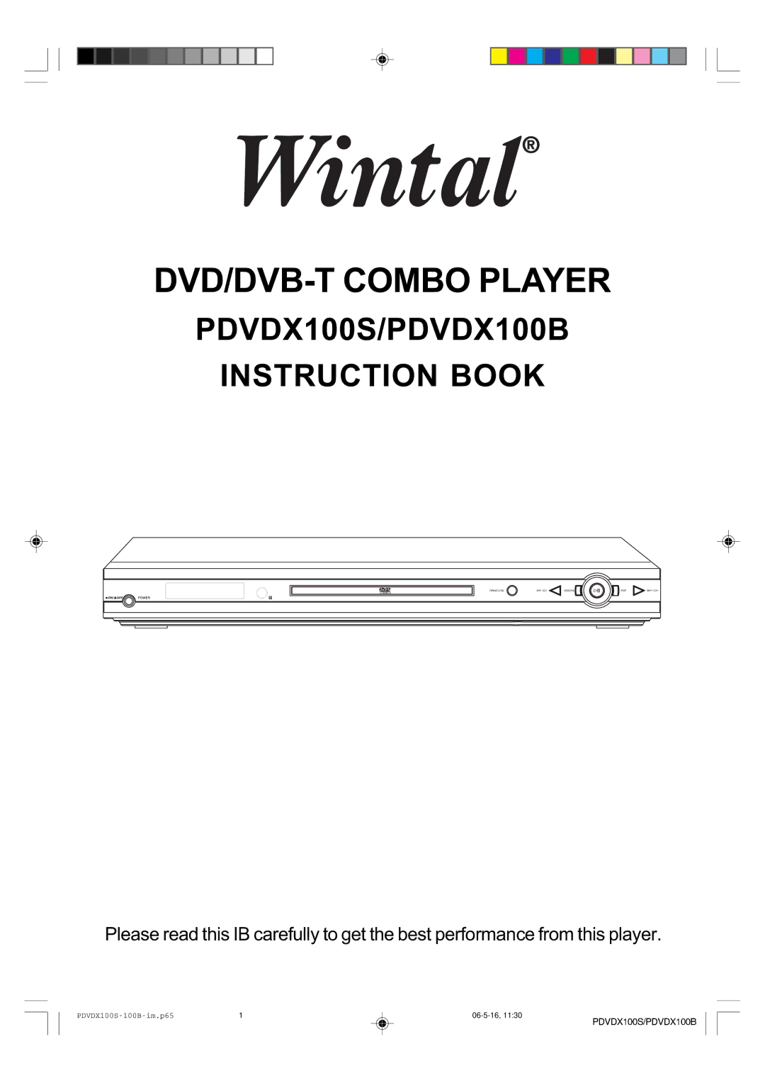 Wintal PDVDX100S, PDVDX100B manual DVD/DVB-T Combo Player 