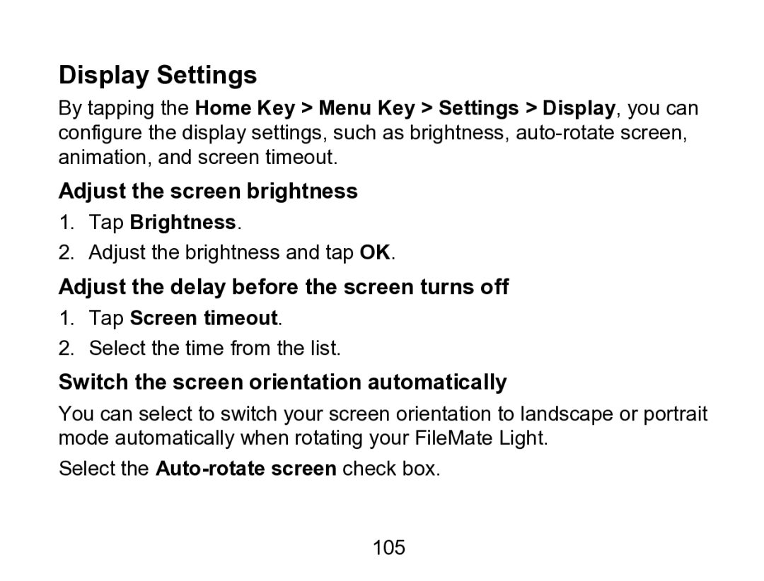 Wintec Industries 3FMT700A2-8G-R user manual Display Settings, Switch the screen orientation automatically 