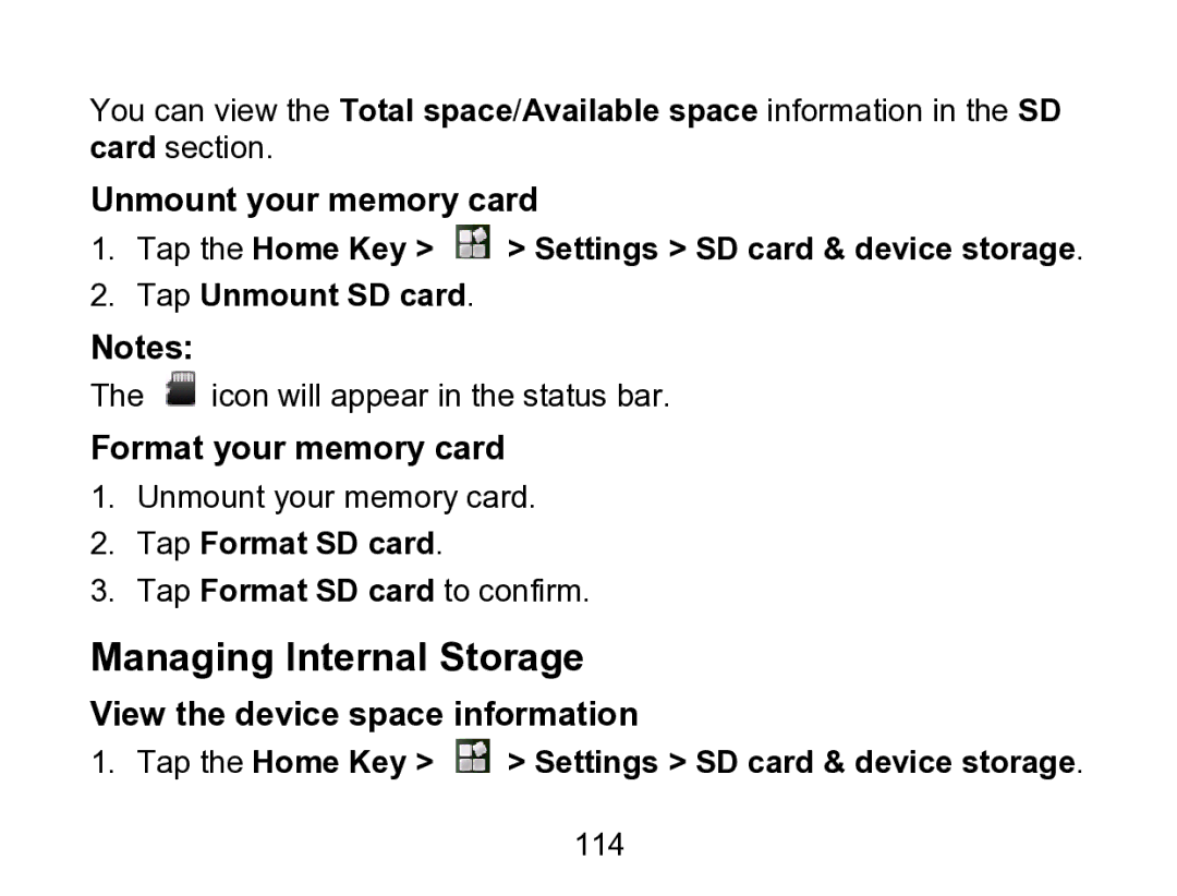 Wintec Industries 3FMT700A2-8G-R user manual Managing Internal Storage, Format your memory card, Tap Format SD card 