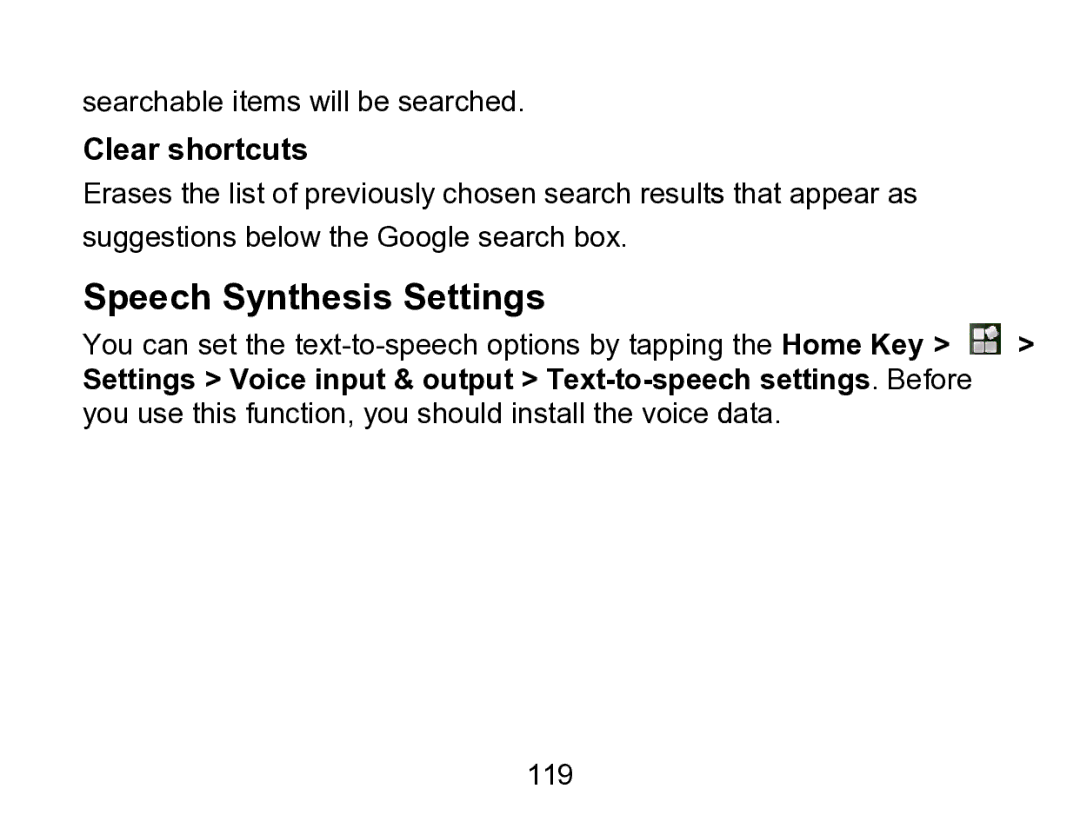 Wintec Industries 3FMT700A2-8G-R user manual Speech Synthesis Settings, Clear shortcuts 