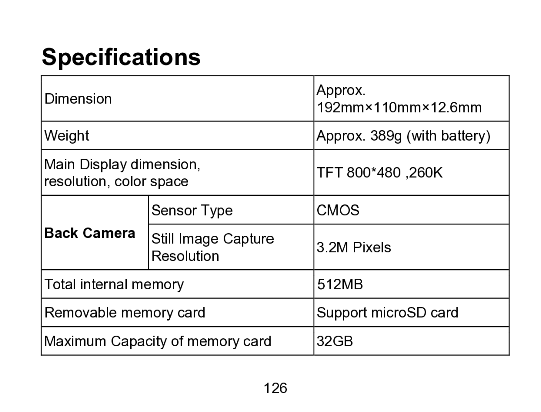 Wintec Industries 3FMT700A2-8G-R user manual Specifications, Back Camera 