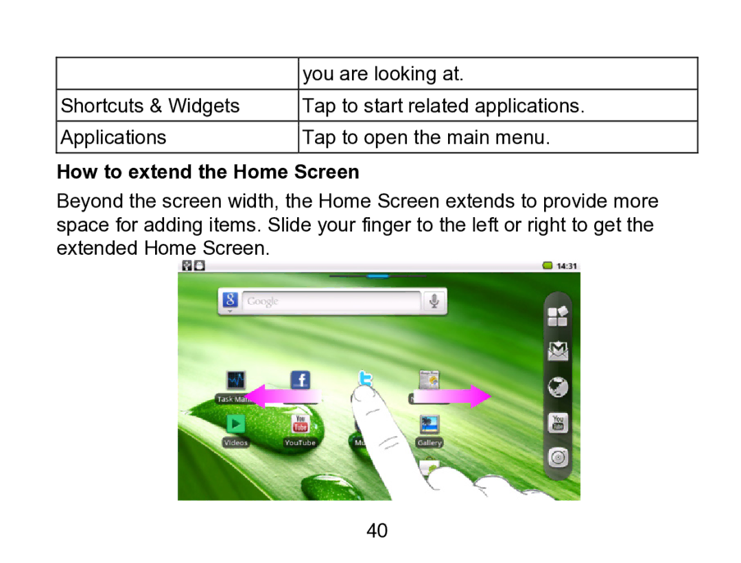 Wintec Industries 3FMT700A2-8G-R user manual How to extend the Home Screen 