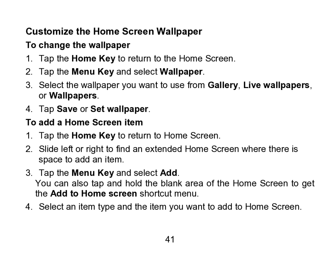 Wintec Industries 3FMT700A2-8G-R user manual Customize the Home Screen Wallpaper To change the wallpaper 