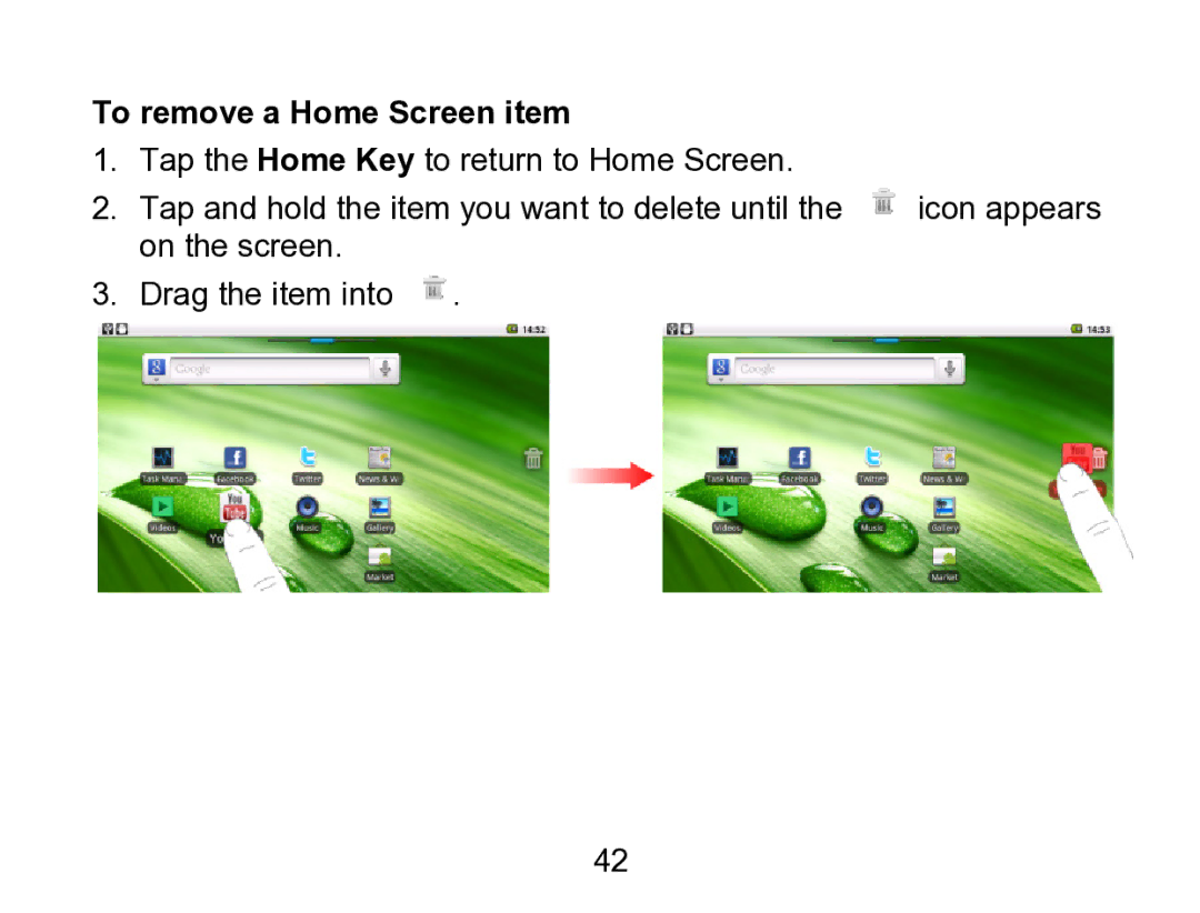 Wintec Industries 3FMT700A2-8G-R user manual To remove a Home Screen item 