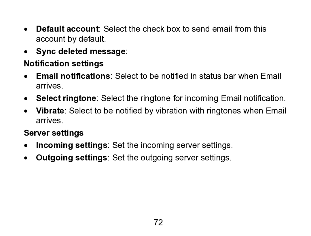 Wintec Industries 3FMT700A2-8G-R user manual Sync deleted message Notification settings, Server settings 