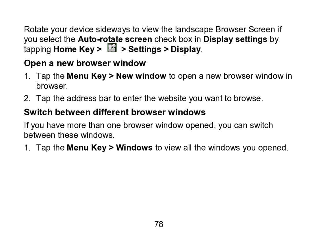 Wintec Industries 3FMT700A2-8G-R user manual Tapping Home Key Settings Display Open a new browser window 