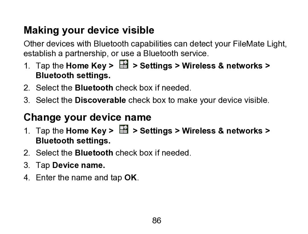 Wintec Industries 3FMT700A2-8G-R user manual Making your device visible, Change your device name, Tap Device name 