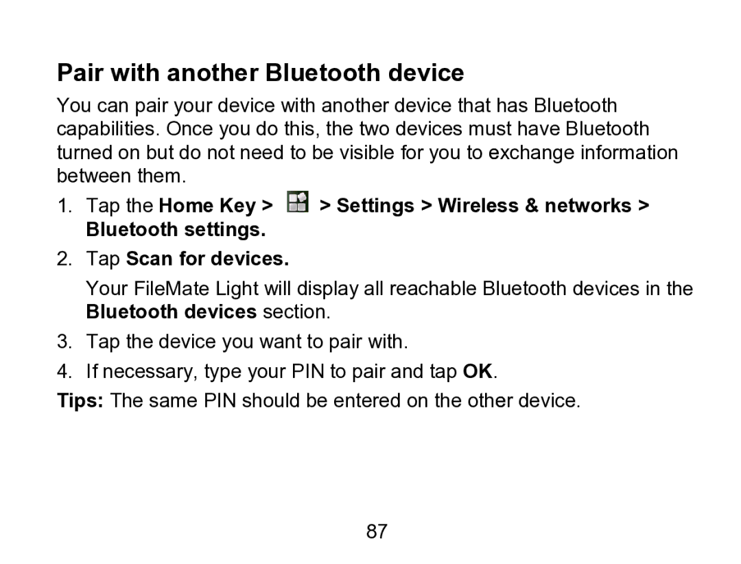 Wintec Industries 3FMT700A2-8G-R user manual Pair with another Bluetooth device, Bluetooth devices section 