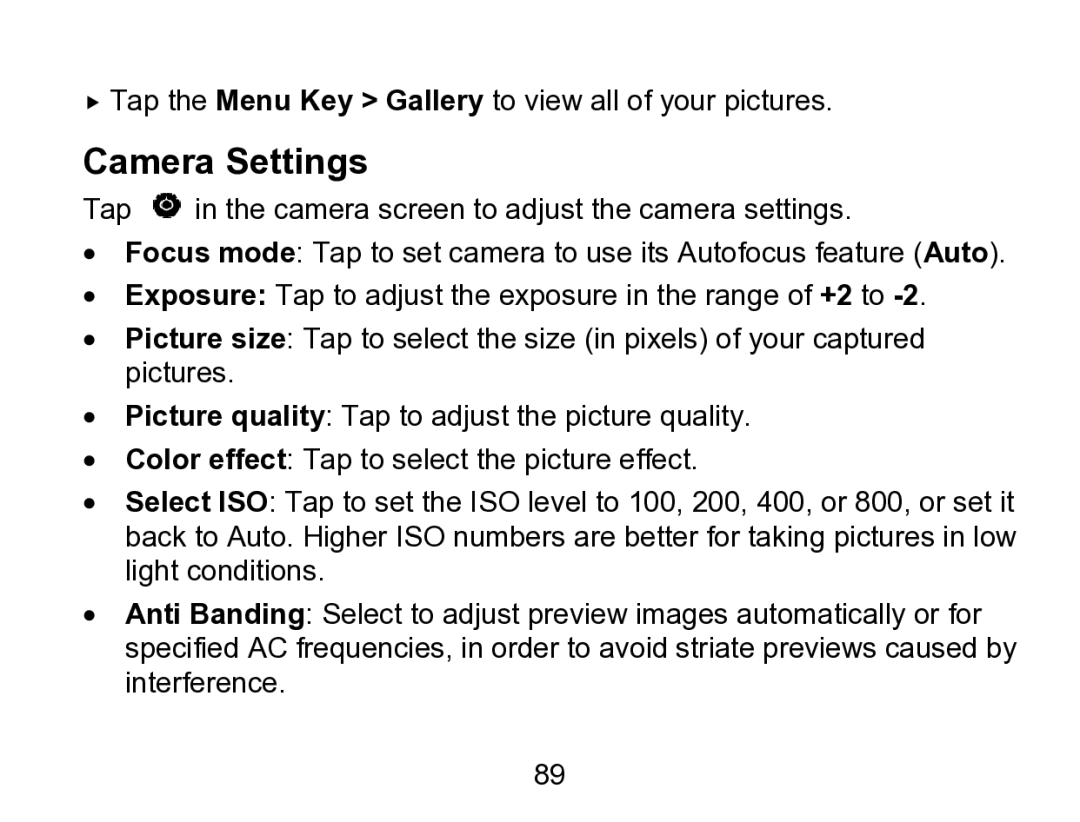 Wintec Industries 3FMT700A2-8G-R user manual Camera Settings 