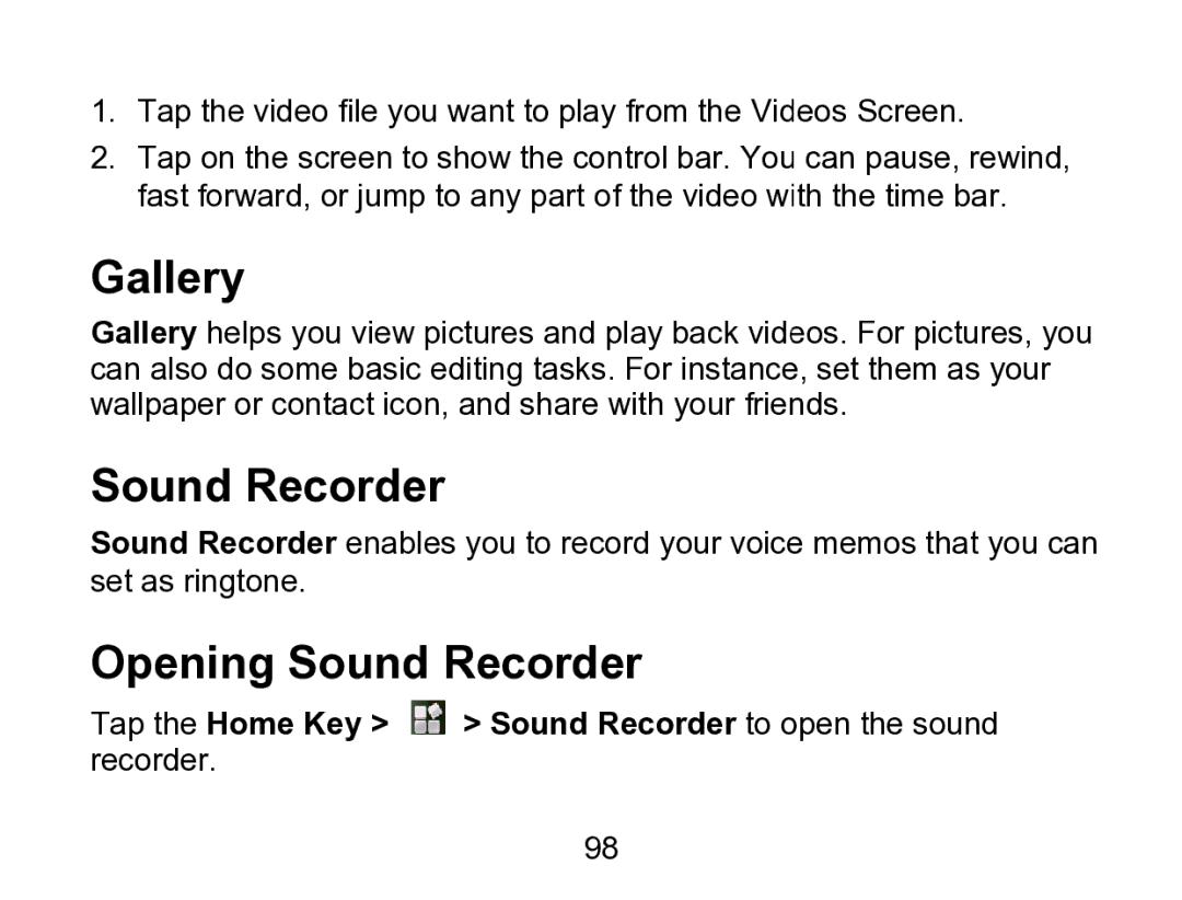 Wintec Industries 3FMT700A2-8G-R user manual Gallery, Opening Sound Recorder 