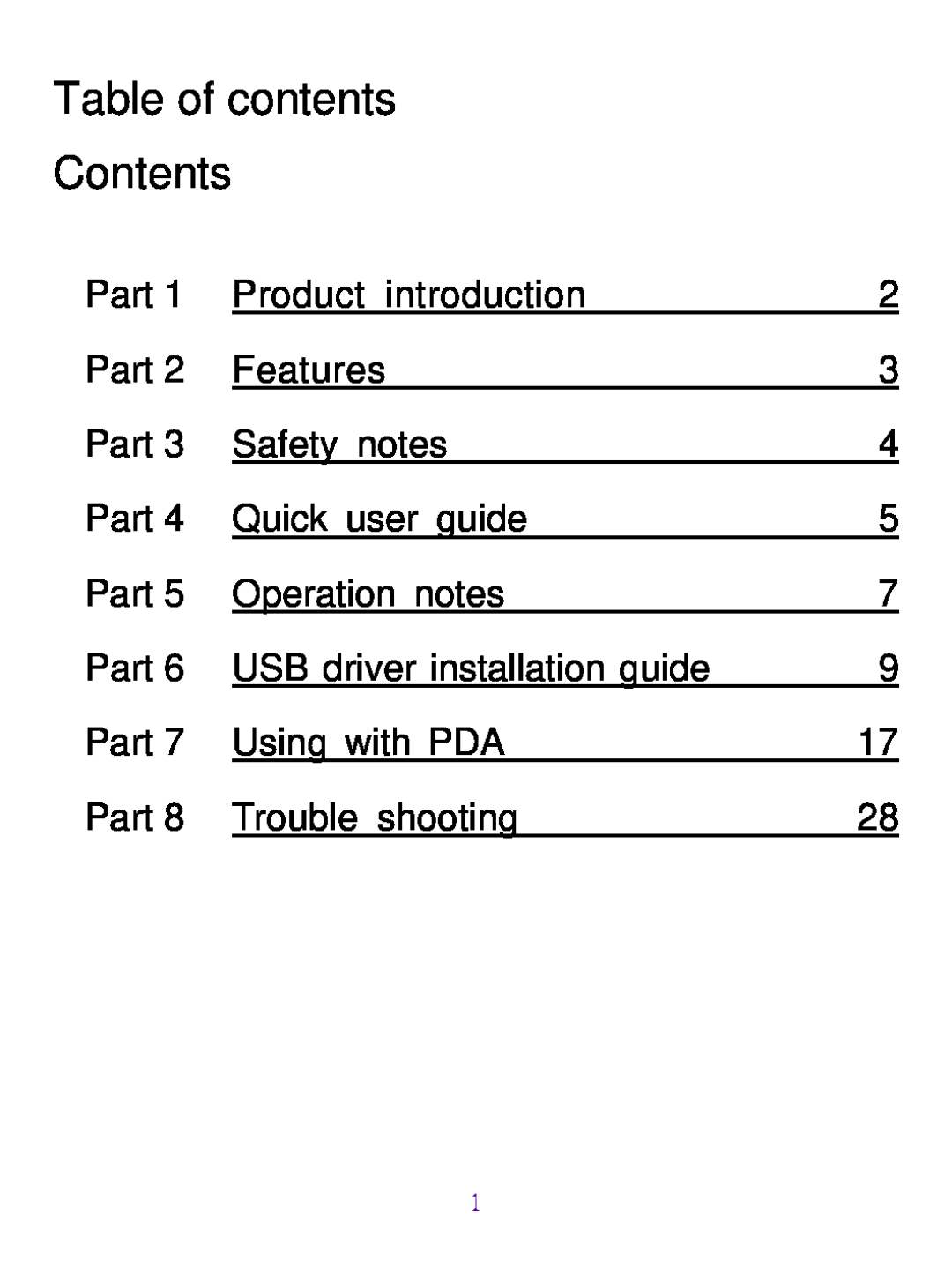 Wintec Industries WBT-200 manual Table of contents Contents 