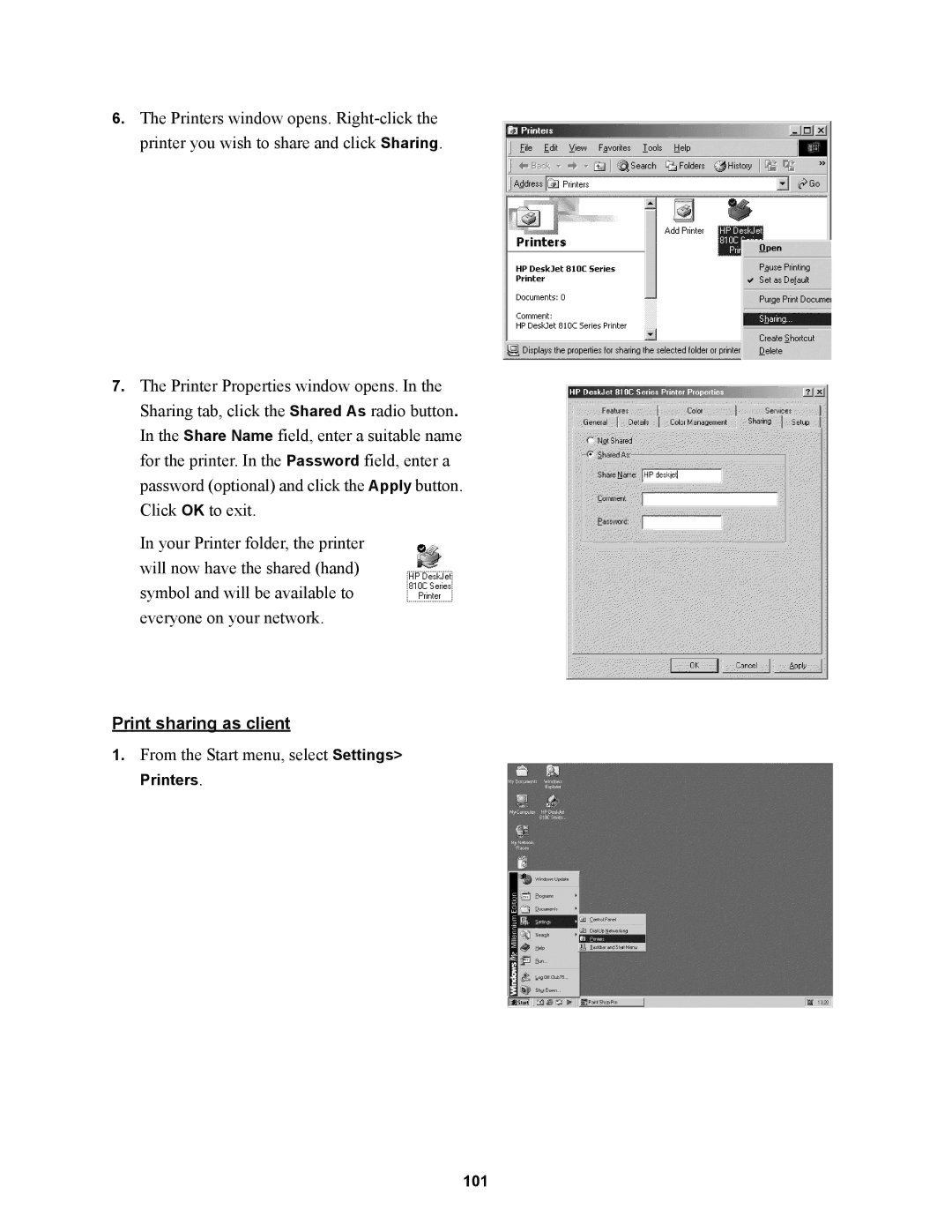 Wire World Of America 1800 manual From the Start menu, select Settings Printers 101 