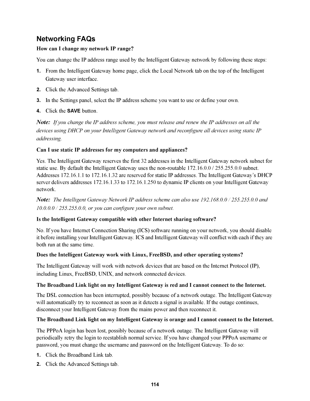 Wire World Of America 1800 manual Networking FAQs, How can I change my network IP range? 