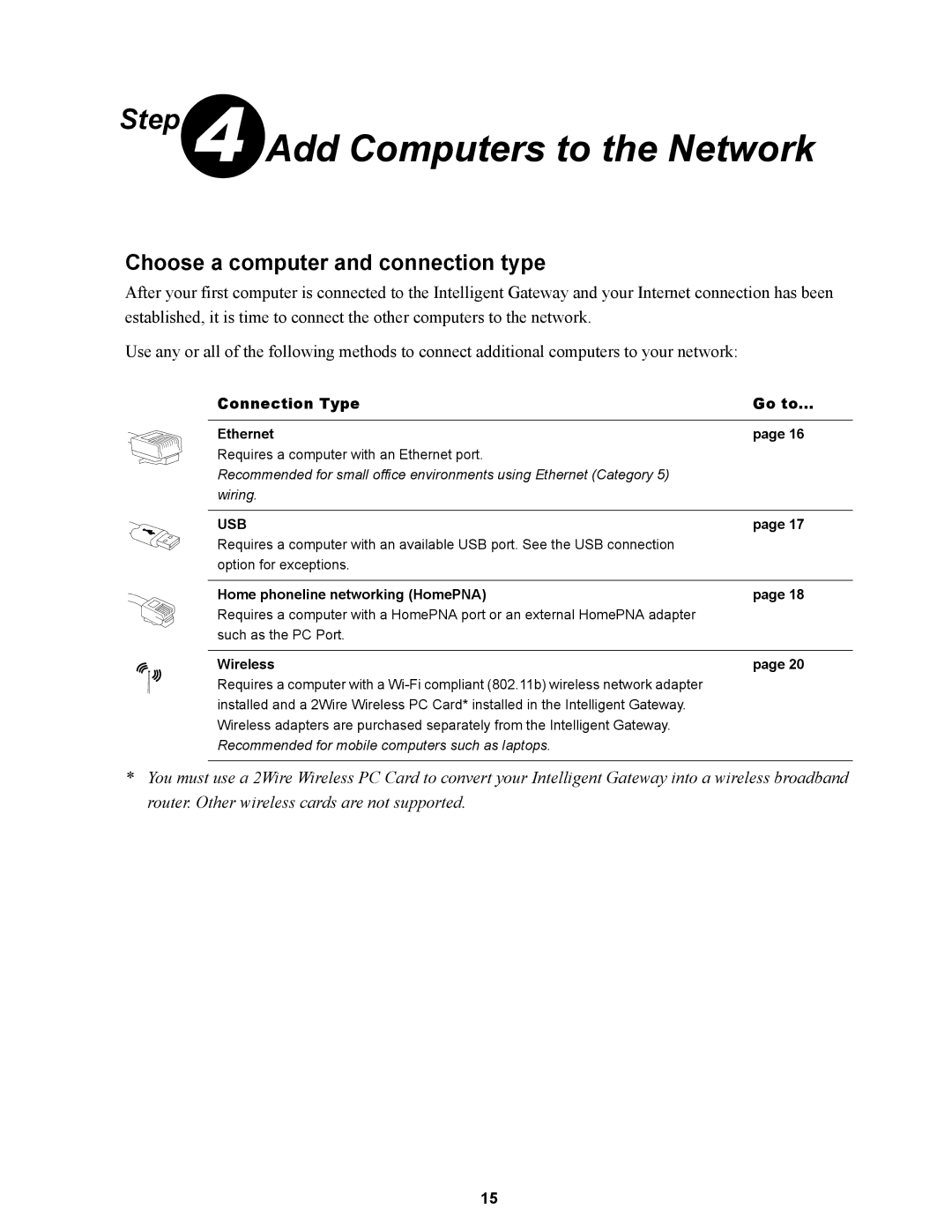 Wire World Of America 1800 manual Add Computers to the Network, Home phoneline networking HomePNA 