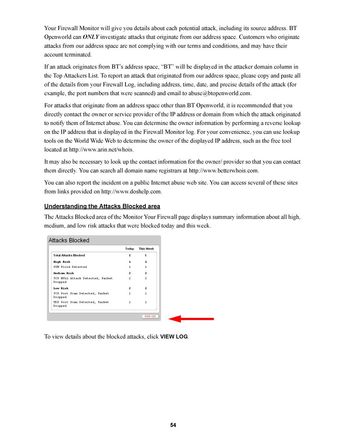 Wire World Of America 1800 manual Understanding the Attacks Blocked area 