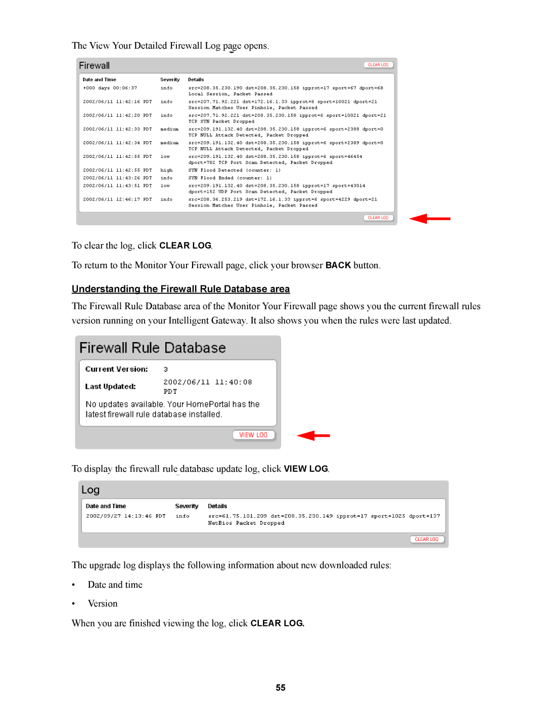 Wire World Of America 1800 manual Understanding the Firewall Rule Database area 