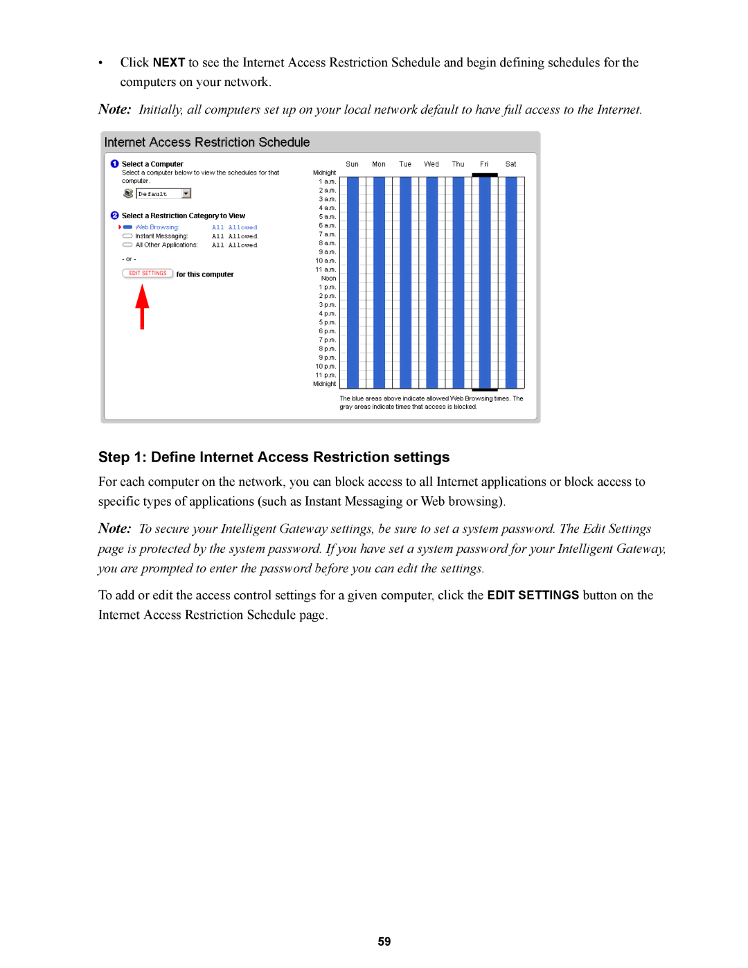 Wire World Of America 1800 manual Define Internet Access Restriction settings 