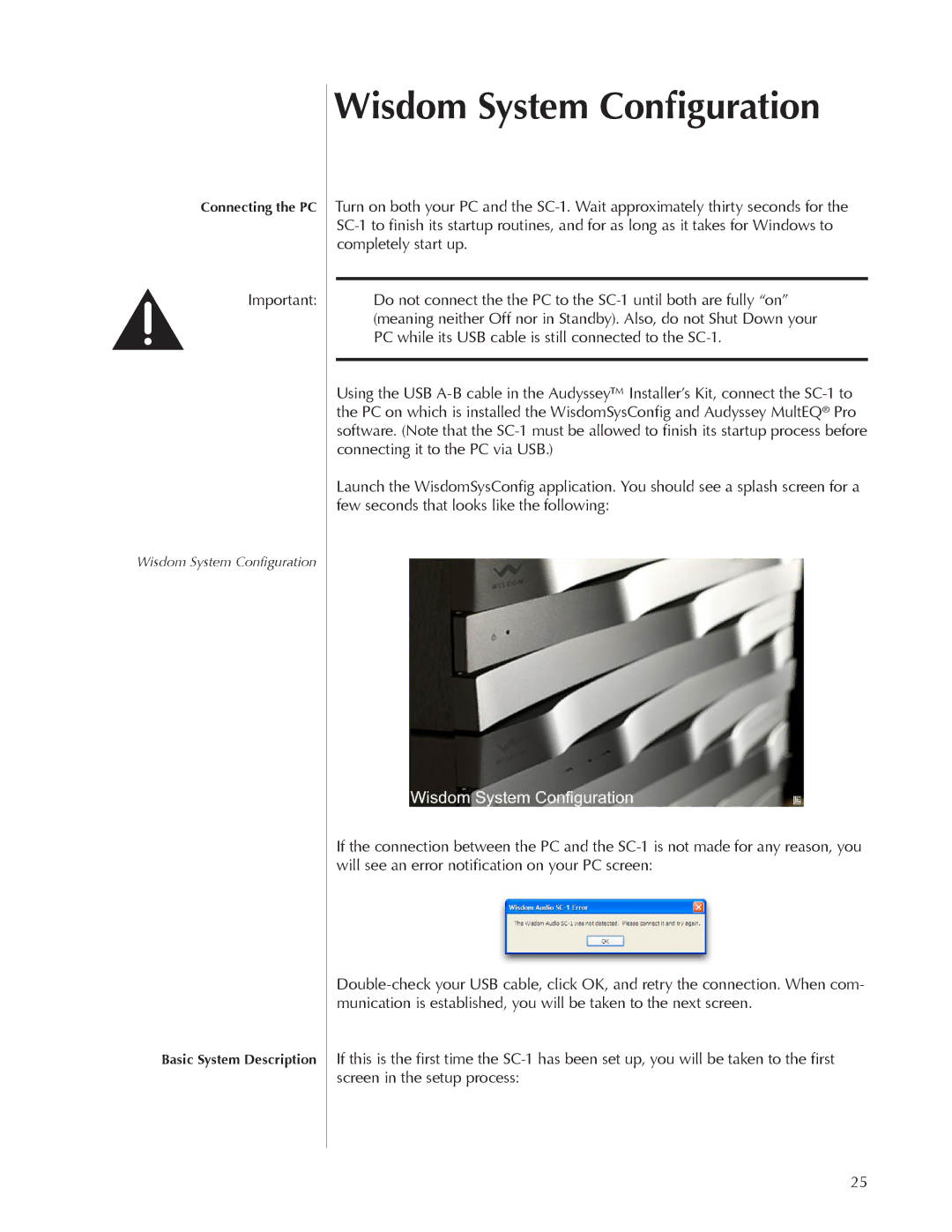 Wisdom Wands SC-1 owner manual Wisdom System Configuration 