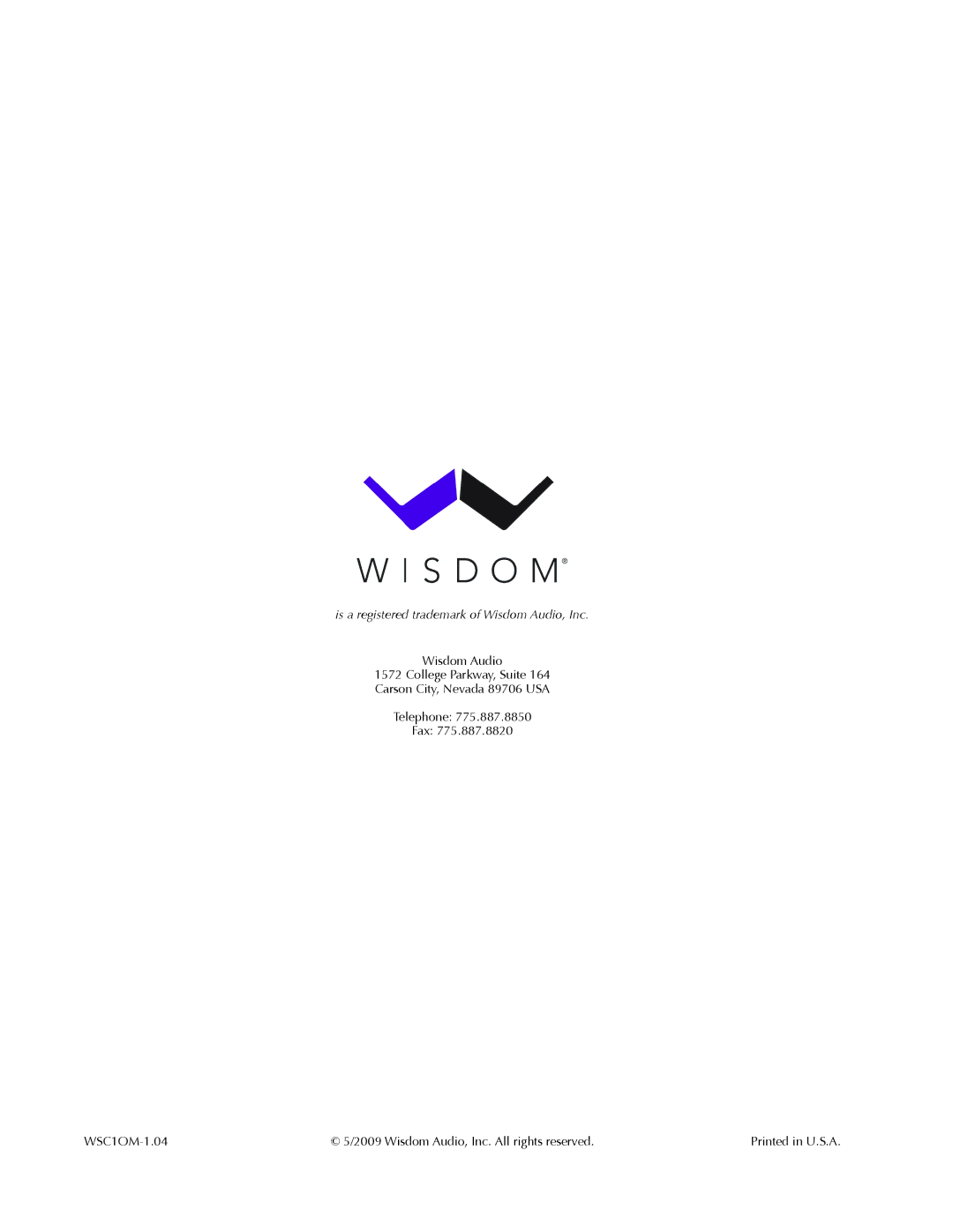 Wisdom Wands SC-1 owner manual Is a registered trademark of Wisdom Audio, Inc 