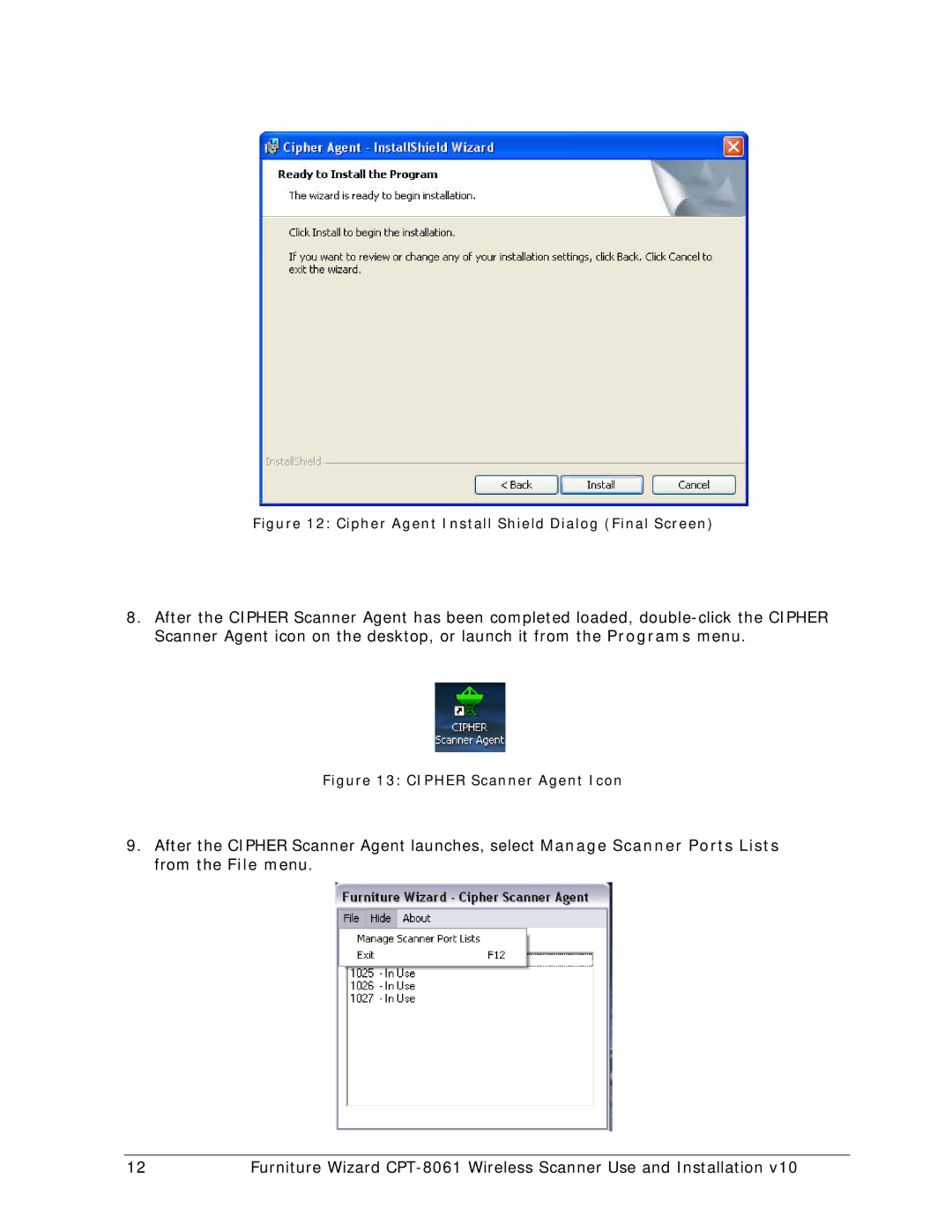 Wizard Ca Co CPT-8061, Wireless Scanner manual Cipher Agent Install Shield Dialog Final Screen 