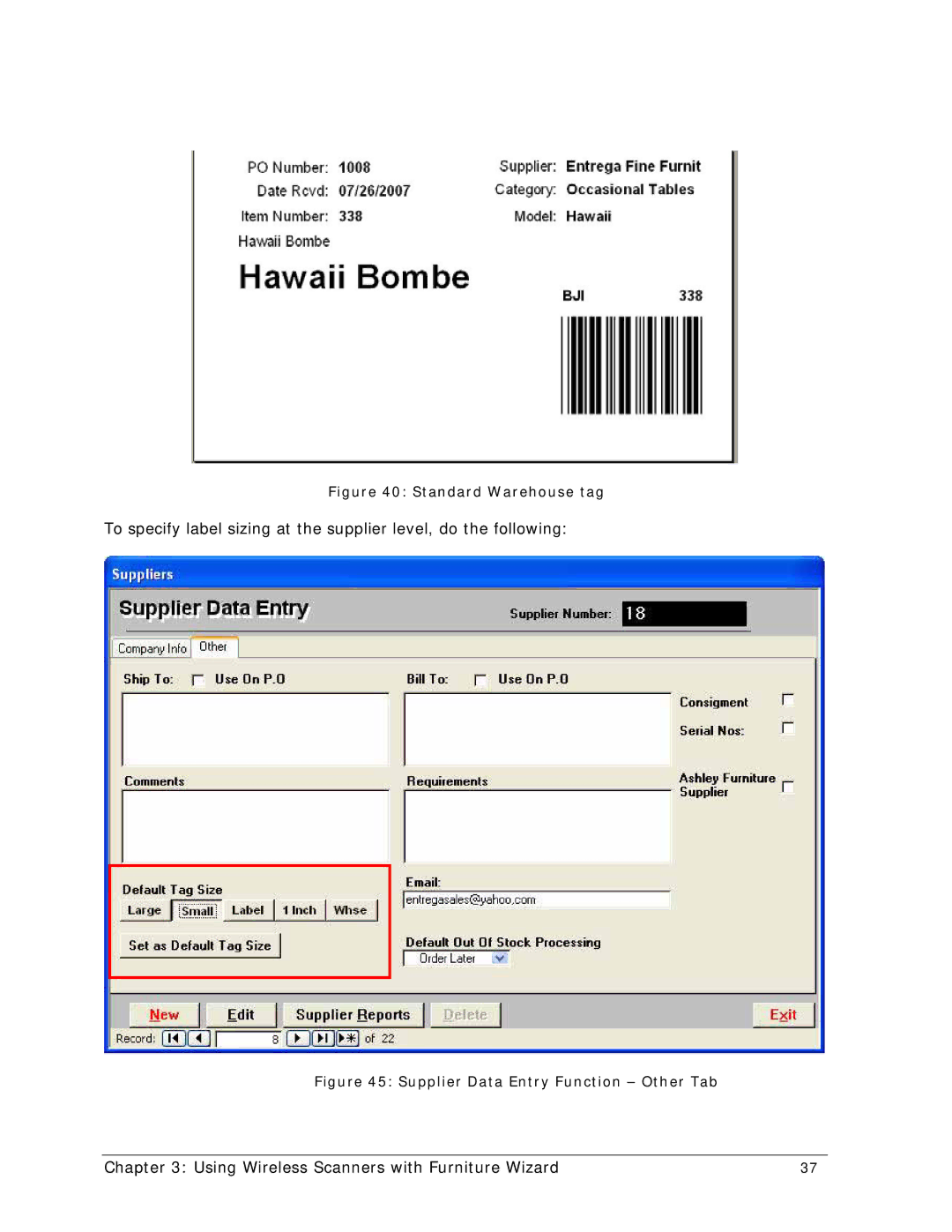 Wizard Ca Co Wireless Scanner, CPT-8061 manual Standard Warehouse tag 