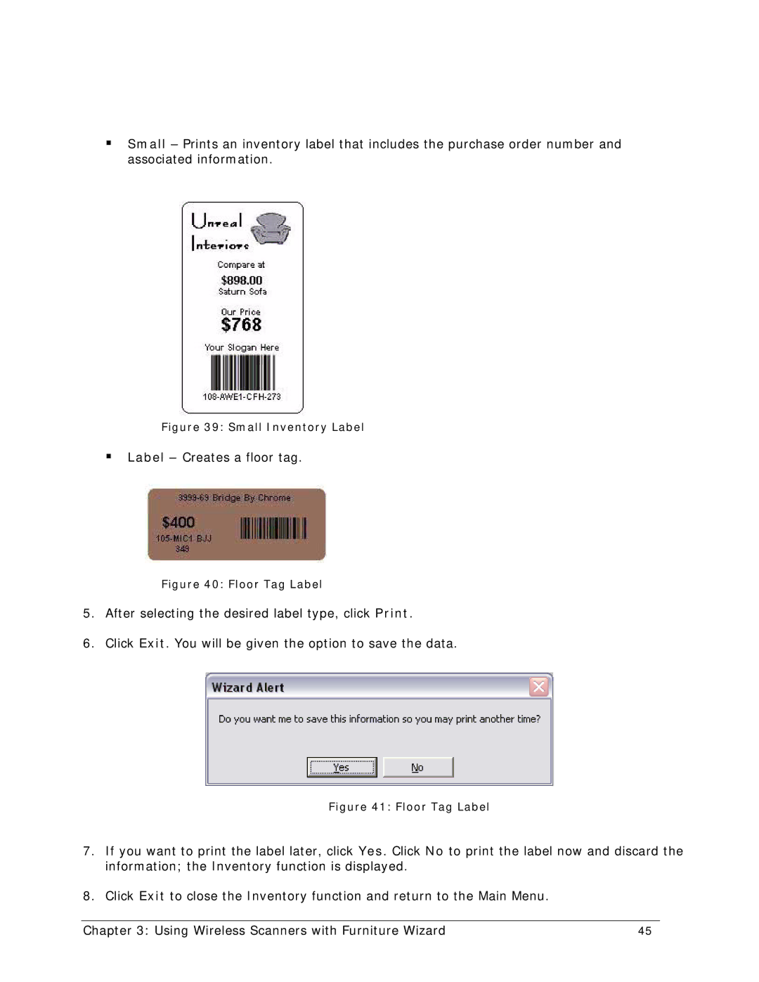 Wizard Ca Co Wireless Scanner, CPT-8061 manual ƒ Label Creates a floor tag 