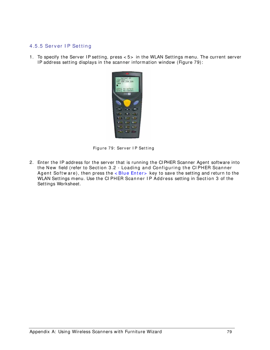 Wizard Ca Co Wireless Scanner, CPT-8061 manual Server IP Setting 