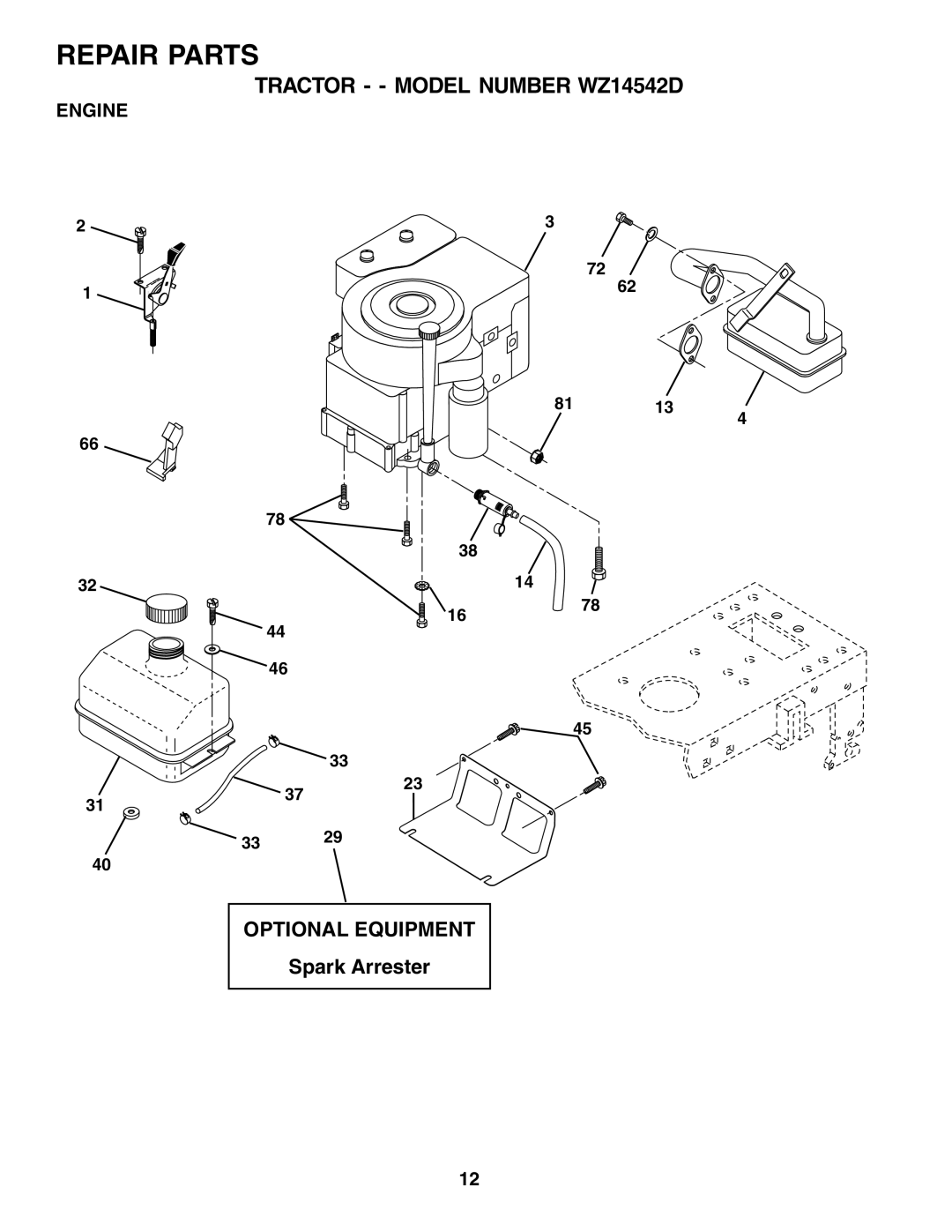 Wizard Ca Co WZ14542D manual Engine 