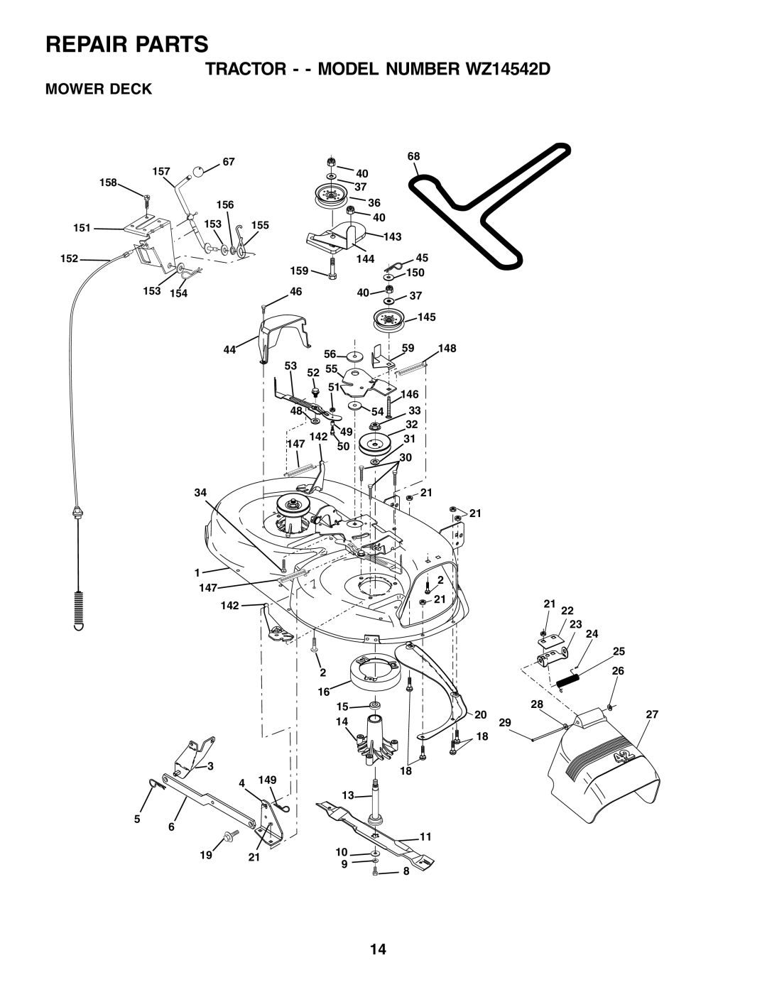 Wizard Ca Co WZ14542D manual Mower Deck 