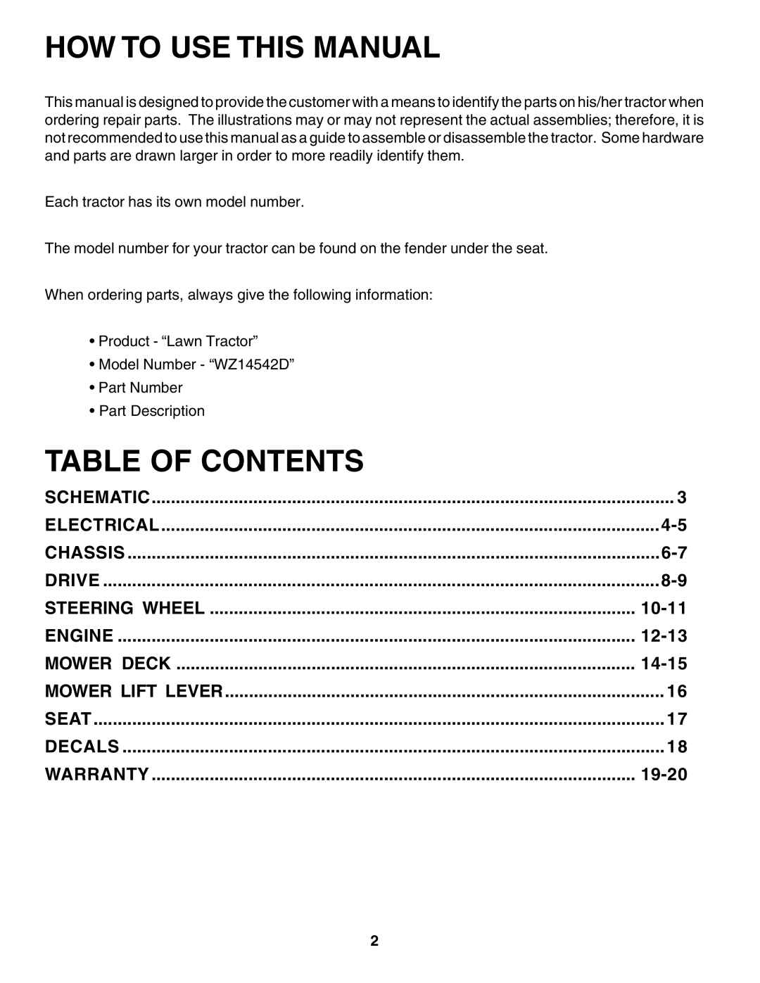 Wizard Ca Co WZ14542D manual HOW to USE this Manual 