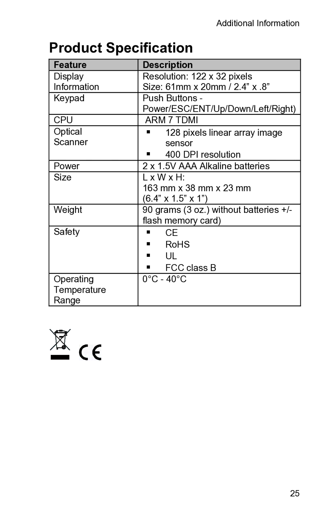 Wizcom 2 user manual Product Specification, Feature Description 